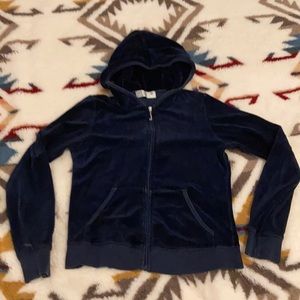 Juicy couture navy velour zip up hoodie L